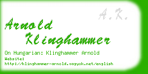 arnold klinghammer business card